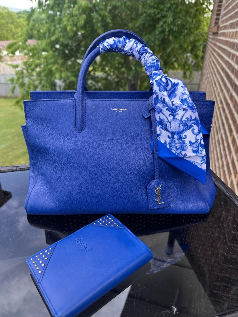 Saint Laurent Calfskin Medium Rive Gauche Cabas Outremer